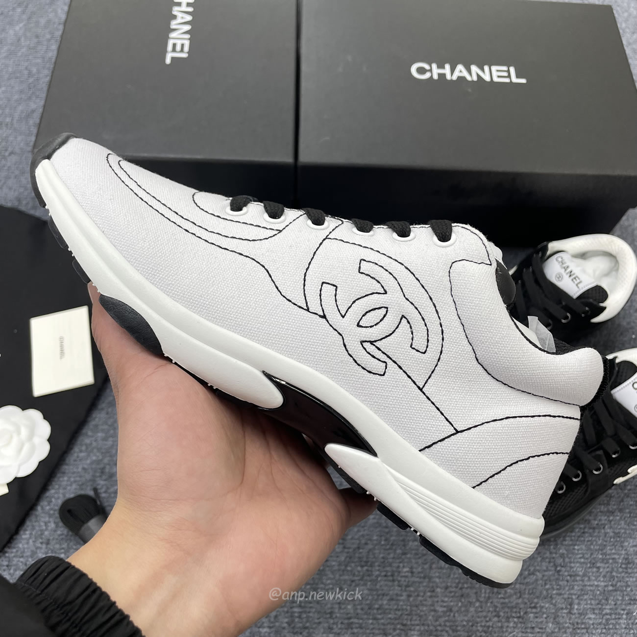 Chanel Low Top Trainer Black White G38299 Y55720 K3845 (6) - newkick.app